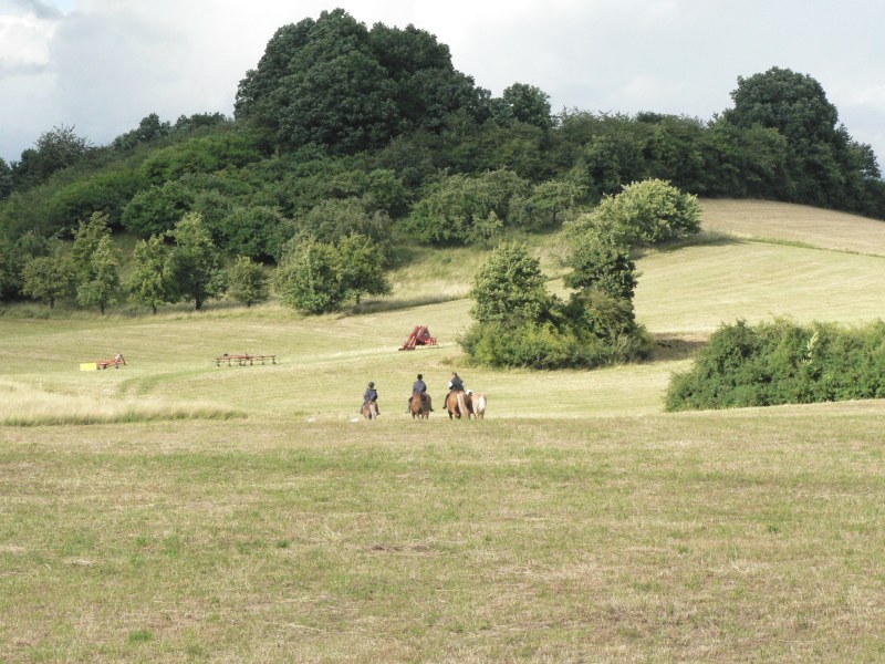 Reitergruppe vor Deutes. Reitergruppe vor Deutes.
