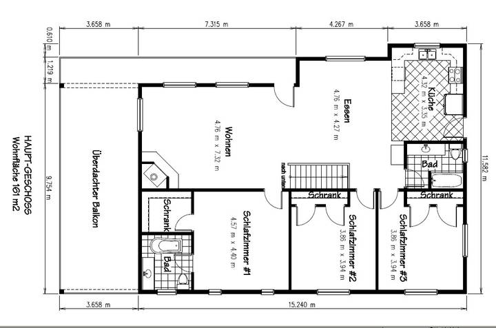 Grundri des Hauptgeschosses