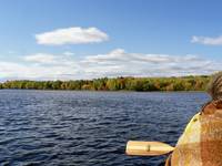 Der Richibucto River im oberen Teil des von den Gezeiten abhngigen Teiles im Herbst
